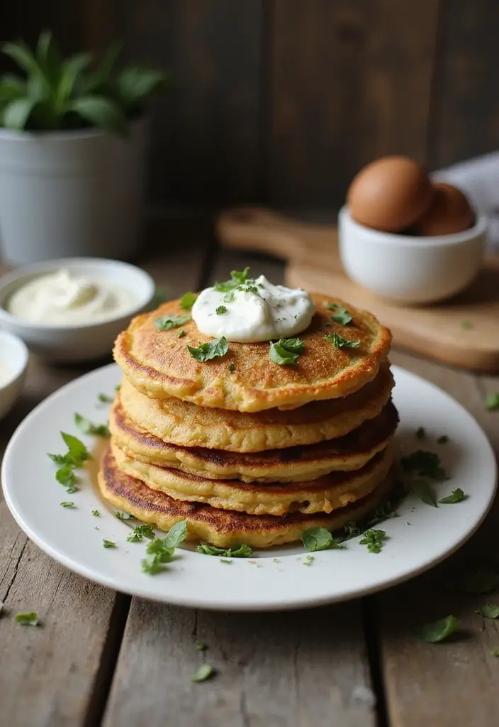 25 Cottage Cheese Mediterranean Recipes High in Protein - 17. Savory Cottage Cheese Pancakes