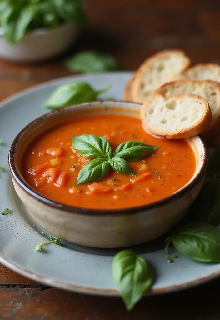 25 Cozy Mediterranean Diet Soup Recipes for Crock Pot Lovers - 2. Zesty Tomato Basil Soup