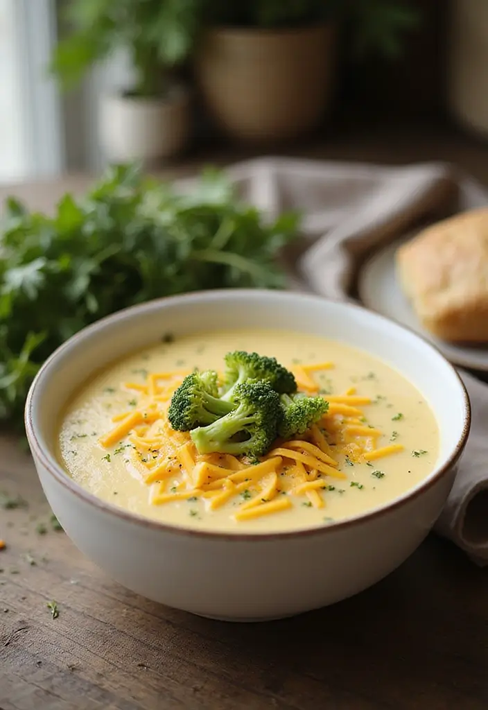 25 Cozy Mediterranean Diet Soup Recipes for Crock Pot Lovers - 20. Creamy Broccoli and Cheese Soup