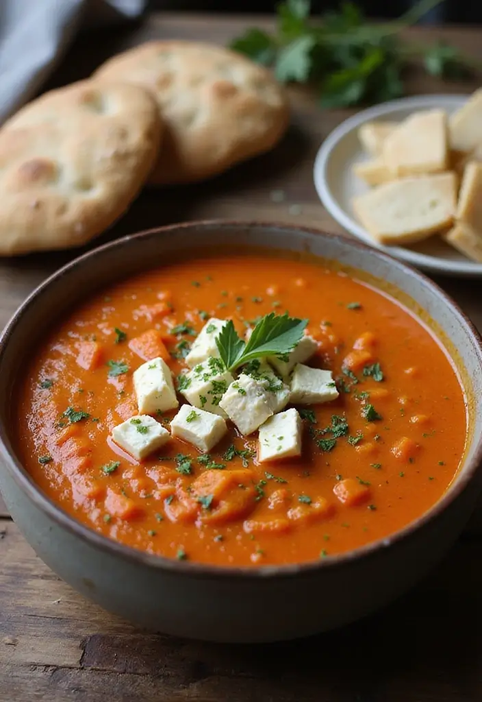 25 Cozy Mediterranean Diet Soup Recipes for Crock Pot Lovers - 7. Roasted Red Pepper and Feta Soup