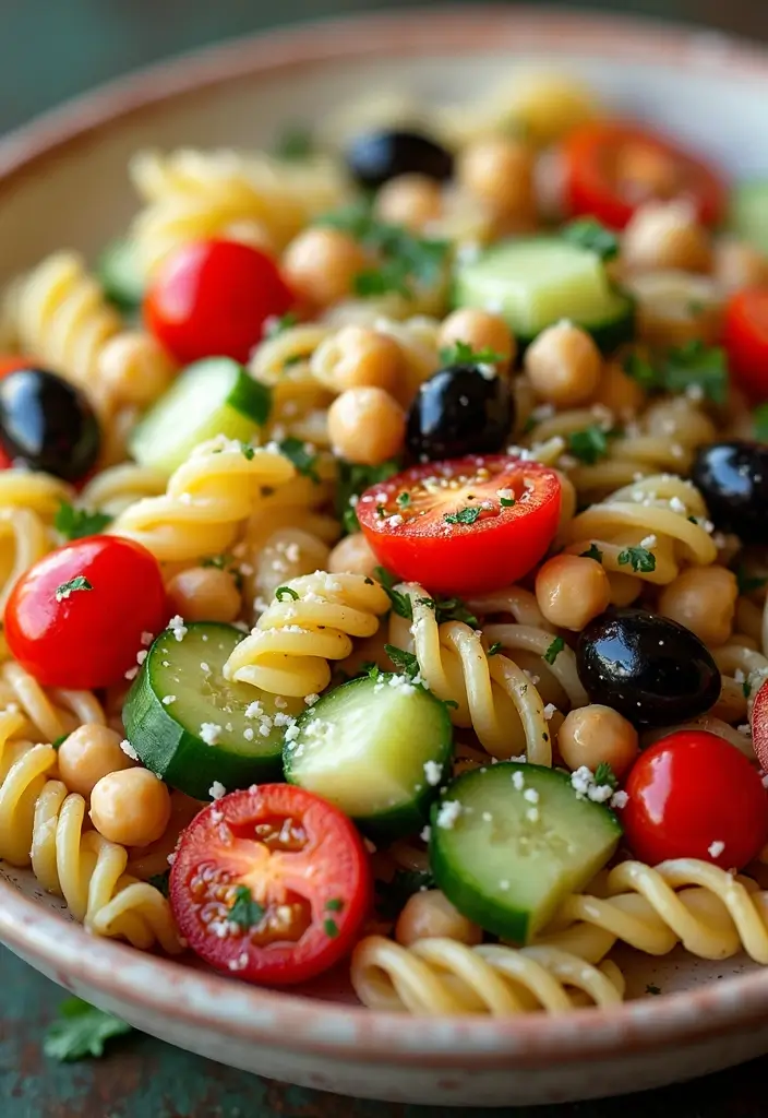 25 Gluten-Free Mediterranean Recipes for a Healthy Lifestyle 130 25 Gluten-Free Mediterranean Recipes for a Healthy Lifestyle - 22. Greek Pasta Salad with Chickpeas