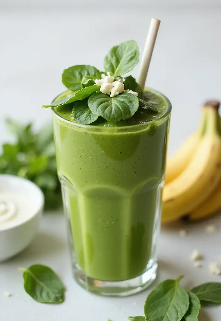 25 Healthy Mediterranean Breakfast Recipes for Busy Mornings - 1. Spinach and Feta Yogurt Smoothie