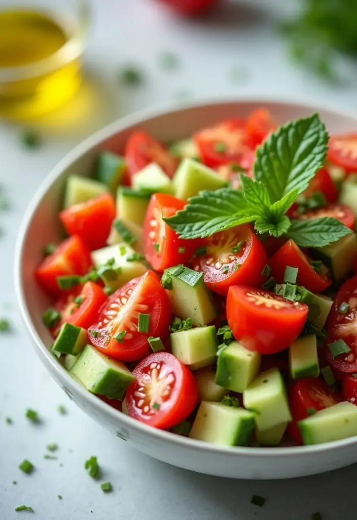25 Healthy Mediterranean Breakfast Recipes for Busy Mornings - 13. Tomato and Cucumber Salad