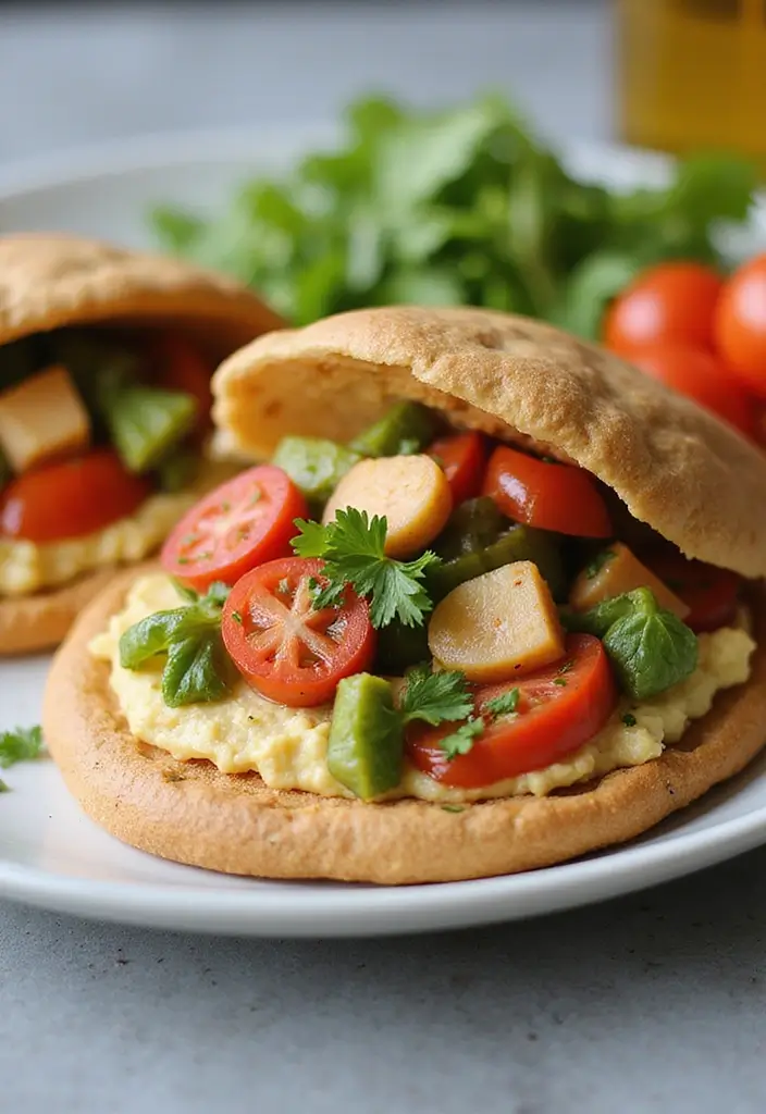 25 Healthy Mediterranean Breakfast Recipes for Busy Mornings - 17. Pita Bread with Hummus and Veggies