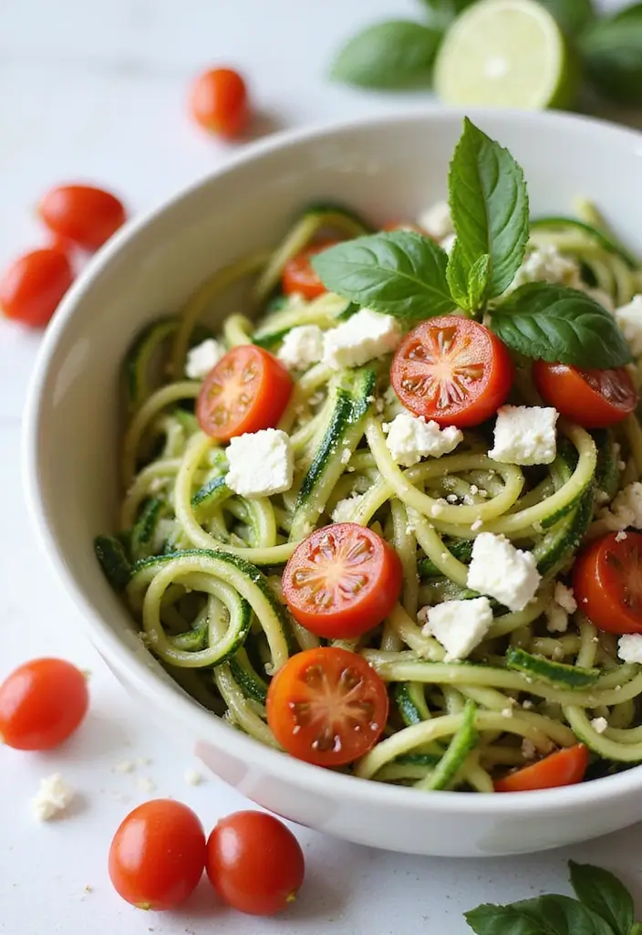 25 Low-Cal Mediterranean Recipes for Light Dinners - 1. Zucchini Noodles with Cherry Tomatoes and Feta