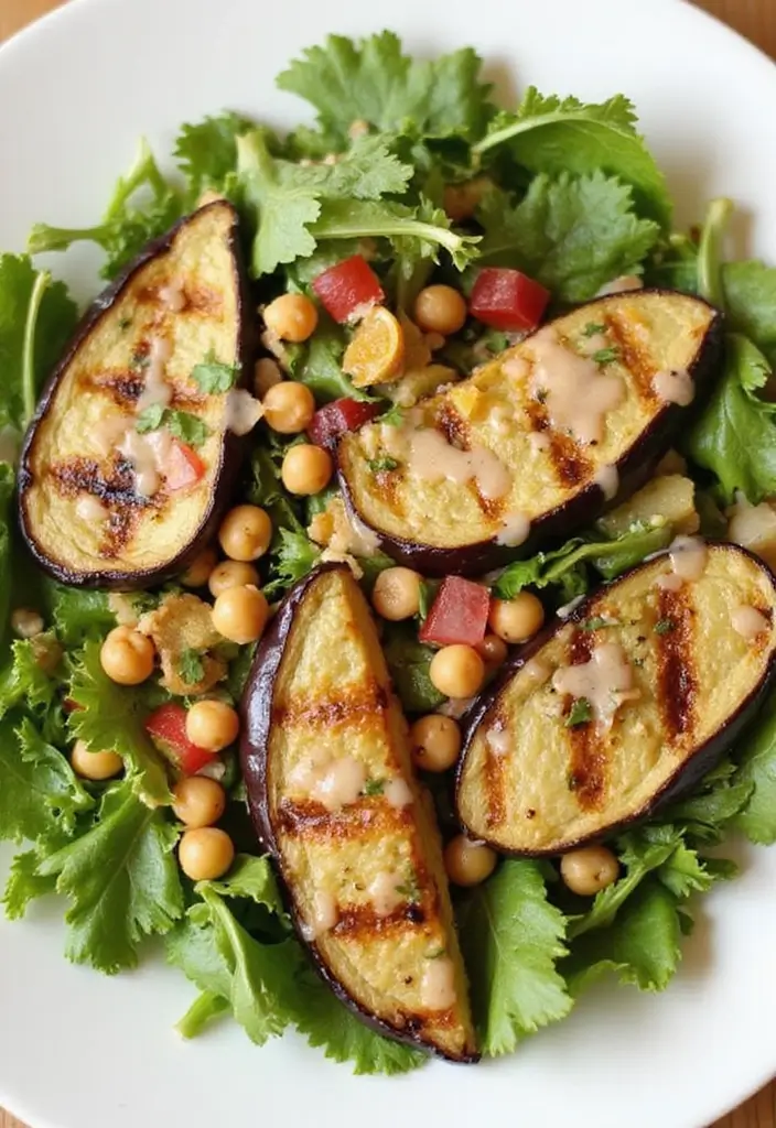 25 Low-Cal Mediterranean Recipes for Light Dinners - 2. Grilled Eggplant and Chickpea Salad