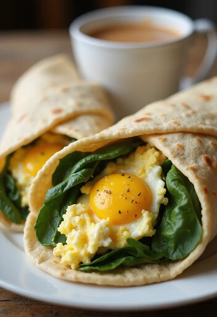 25 Mediterranean Diet Recipes on a Budget That Taste Incredible - 23. Egg and Spinach Breakfast Wrap