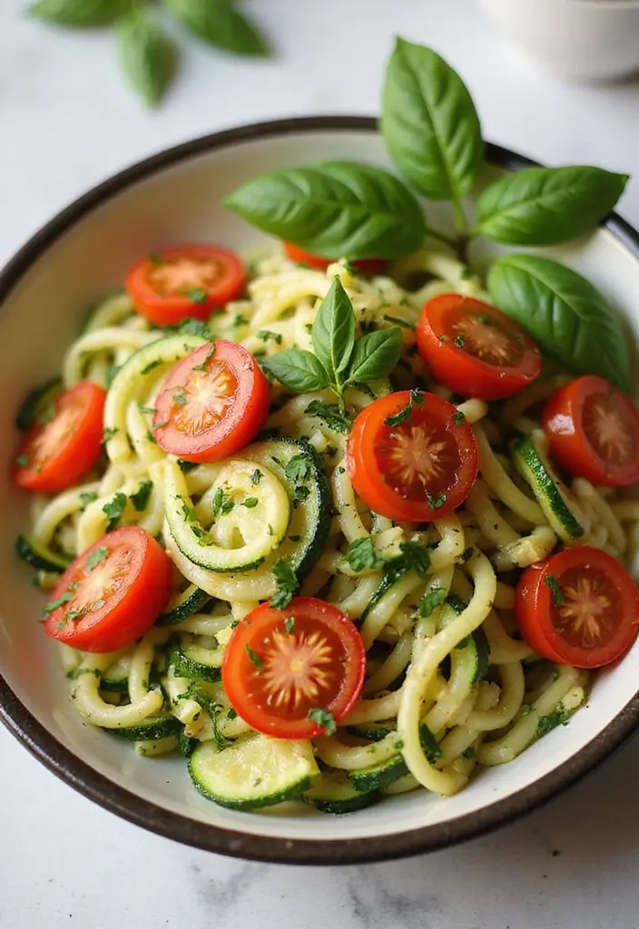 25 Mediterranean Diet Recipes on a Budget That Taste Incredible - 8. Zucchini Noodles with Cherry Tomatoes and Basil