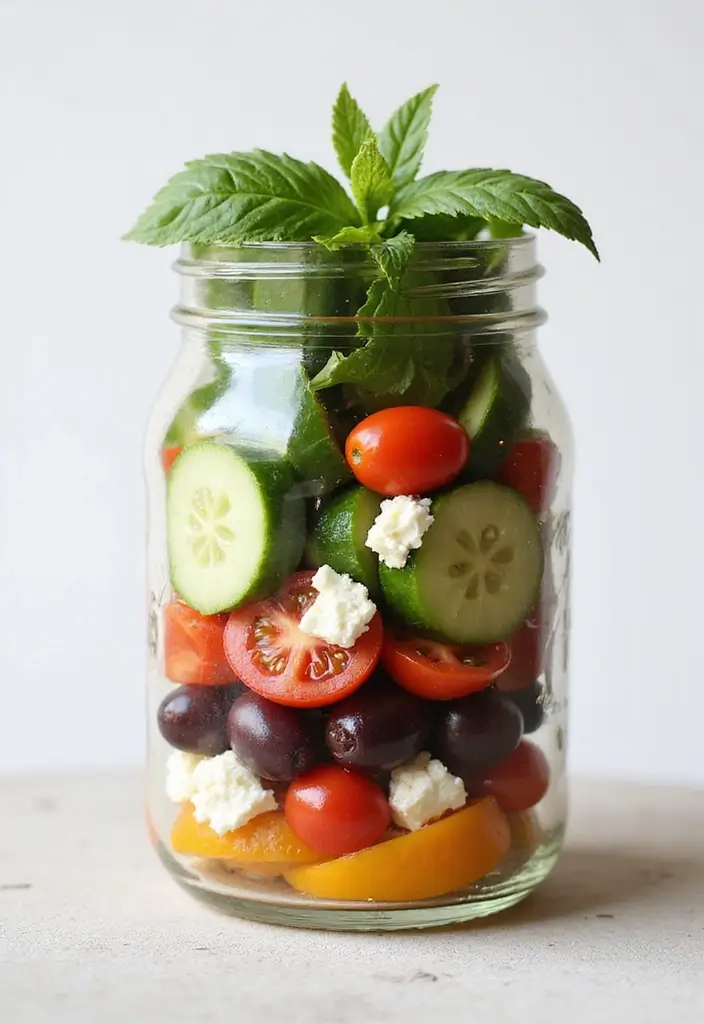 25 Mediterranean Salad in a Jar Recipes for Quick and Fresh Meals 1 25 Mediterranean Salad in a Jar Recipes for Quick and Fresh Meals - 1. Greek Salad Jar