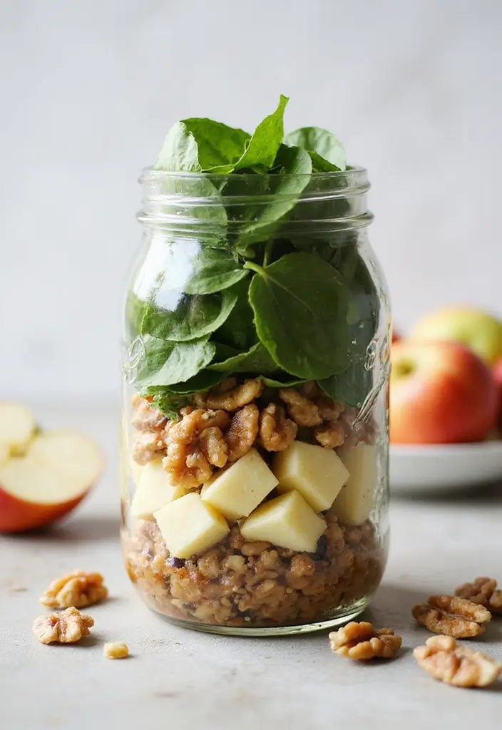25 Mediterranean Salad in a Jar Recipes for Quick and Fresh Meals 71 25 Mediterranean Salad in a Jar Recipes for Quick and Fresh Meals - 13. Apple Walnut Salad Jar