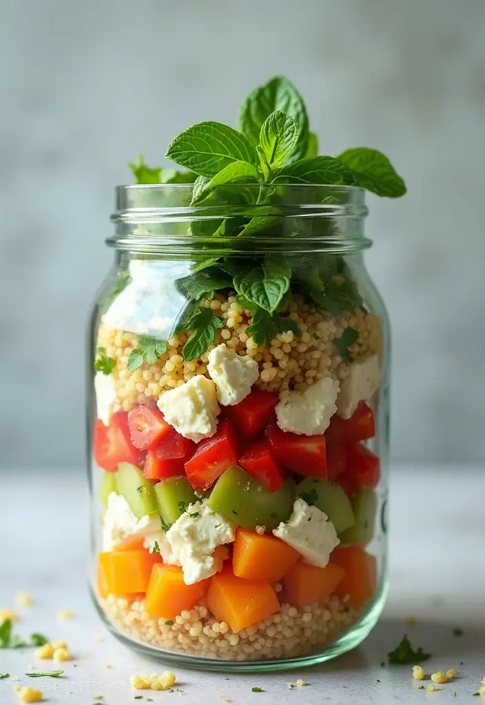 25 Mediterranean Salad in a Jar Recipes for Quick and Fresh Meals 104 25 Mediterranean Salad in a Jar Recipes for Quick and Fresh Meals - 18. Mediterranean Couscous Salad Jar