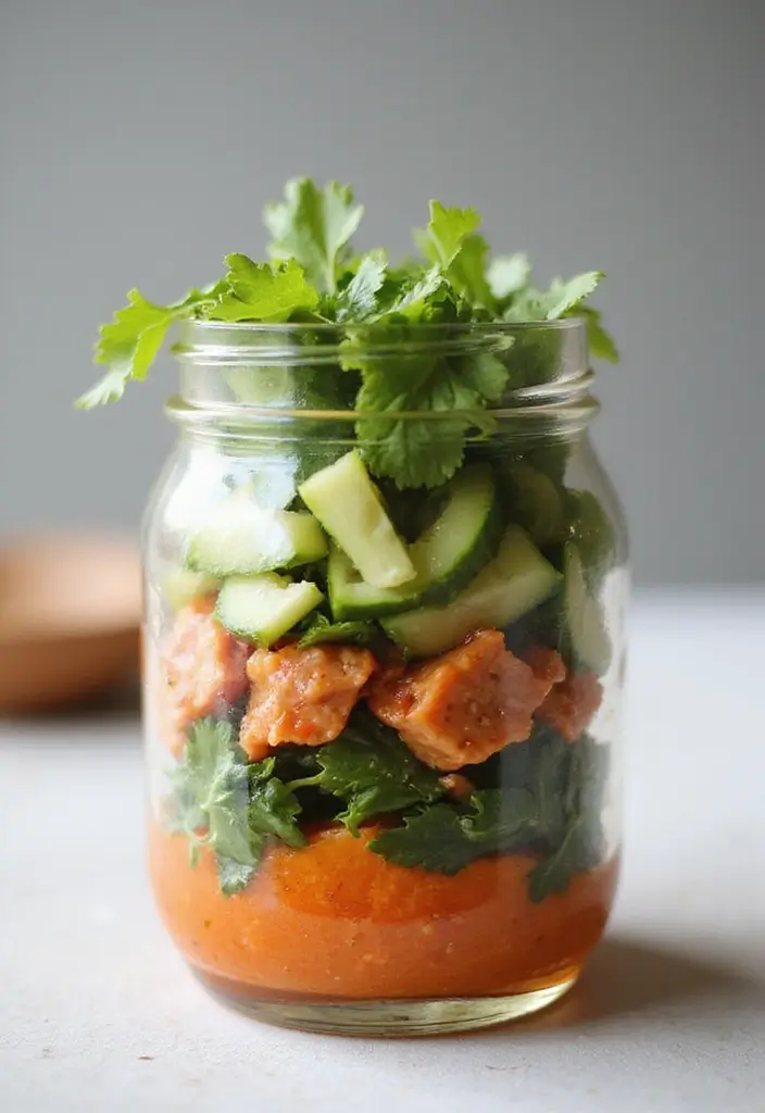 25 Mediterranean Salad in a Jar Recipes for Quick and Fresh Meals 109 25 Mediterranean Salad in a Jar Recipes for Quick and Fresh Meals - 19. Spicy Tuna Salad Jar