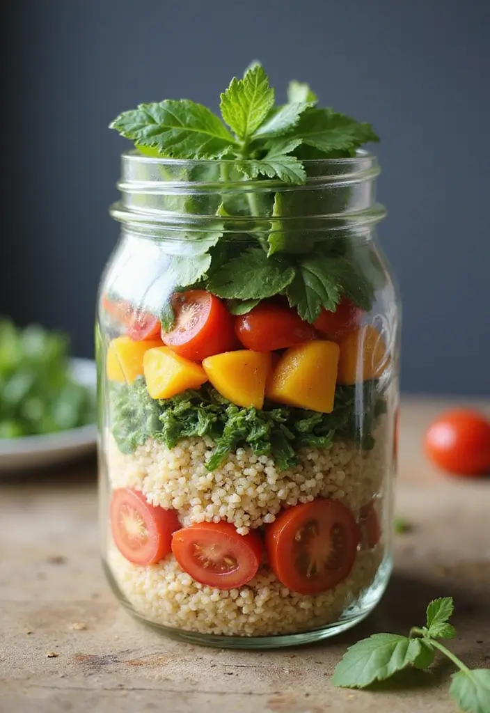 25 Mediterranean Salad in a Jar Recipes for Quick and Fresh Meals 8 25 Mediterranean Salad in a Jar Recipes for Quick and Fresh Meals - 2. Quinoa Tabbouleh Jar