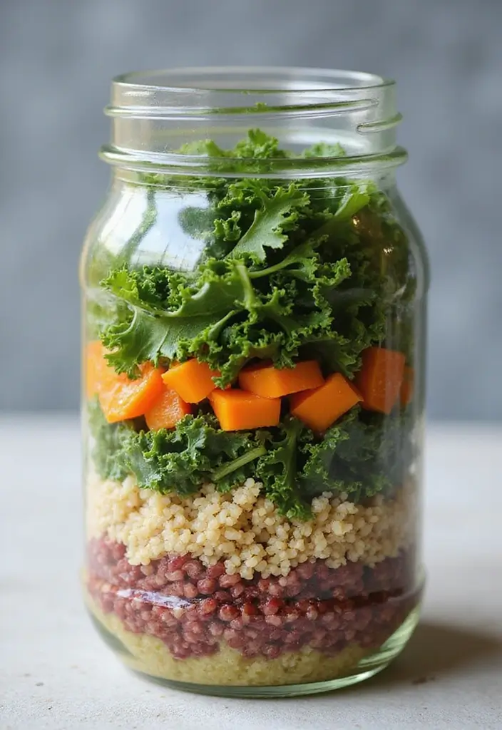 25 Mediterranean Salad in a Jar Recipes for Quick and Fresh Meals 122 25 Mediterranean Salad in a Jar Recipes for Quick and Fresh Meals - 22. Kale and Quinoa Salad Jar