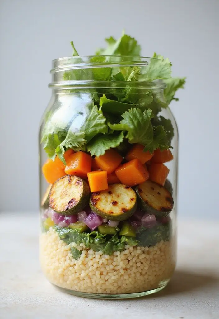 25 Mediterranean Salad in a Jar Recipes for Quick and Fresh Meals 132 25 Mediterranean Salad in a Jar Recipes for Quick and Fresh Meals - 24. Grilled Vegetable and Couscous Salad Jar