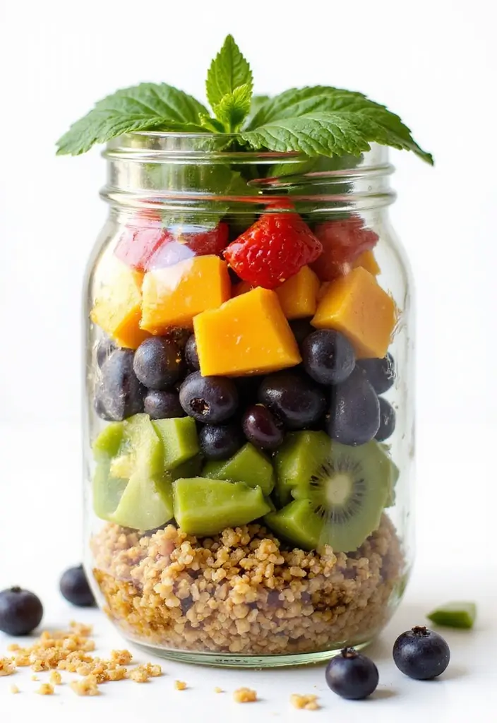 25 Mediterranean Salad in a Jar Recipes for Quick and Fresh Meals 137 25 Mediterranean Salad in a Jar Recipes for Quick and Fresh Meals - 25. Tropical Quinoa Salad Jar