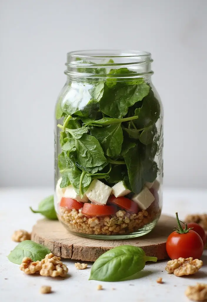 25 Mediterranean Salad in a Jar Recipes for Quick and Fresh Meals 22 25 Mediterranean Salad in a Jar Recipes for Quick and Fresh Meals - 4. Spinach and Feta Salad Jar