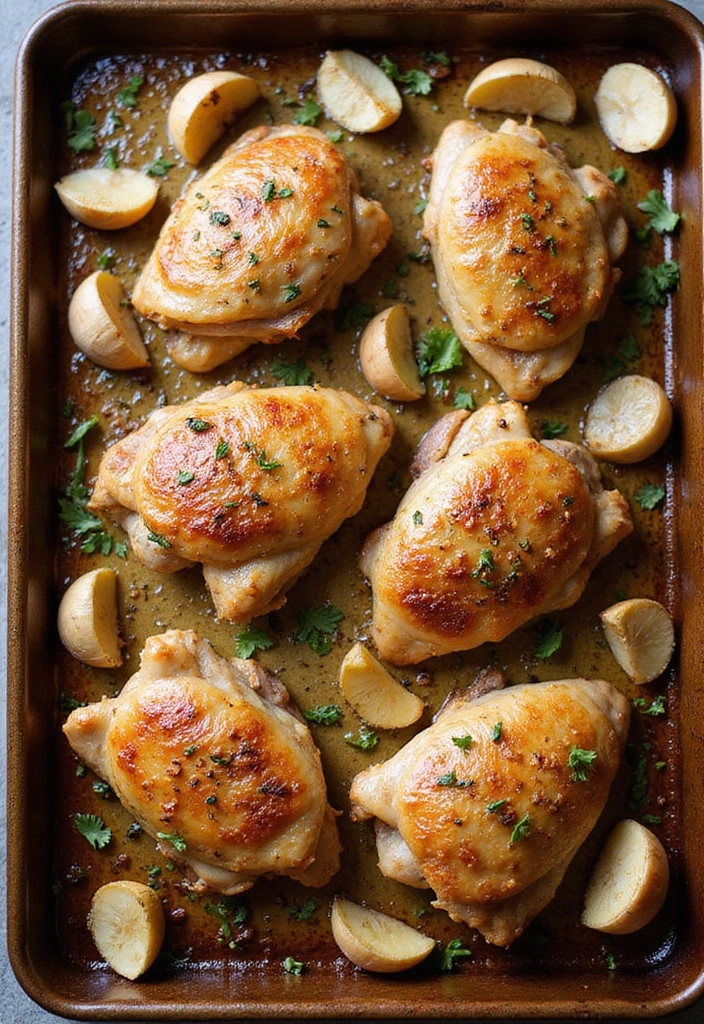 25 Mediterranean Sheet Pan Recipes for Effortless Dinners 96 25 Mediterranean Sheet Pan Recipes for Effortless Dinners - 16. Roasted Mediterranean Chicken Thighs with Garlic