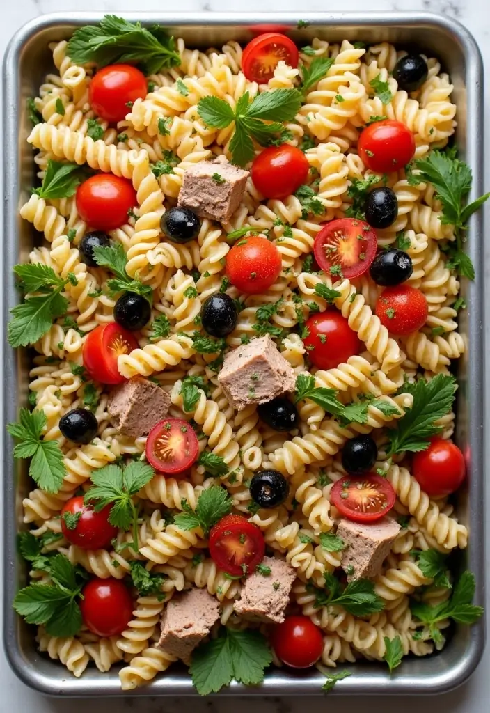 25 Mediterranean Sheet Pan Recipes for Effortless Dinners 130 25 Mediterranean Sheet Pan Recipes for Effortless Dinners - 22. Mediterranean Tuna Pasta Salad