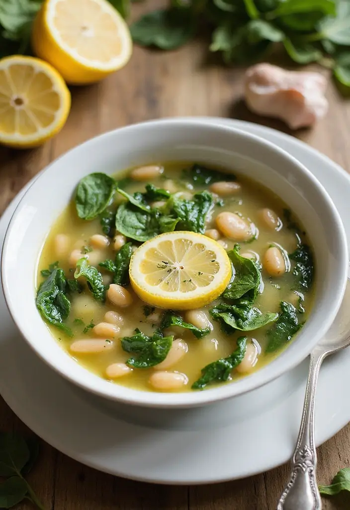 25 Mediterranean White Bean Soup Recipes for Cozy Nights - 2. Lemon and Spinach White Bean Soup