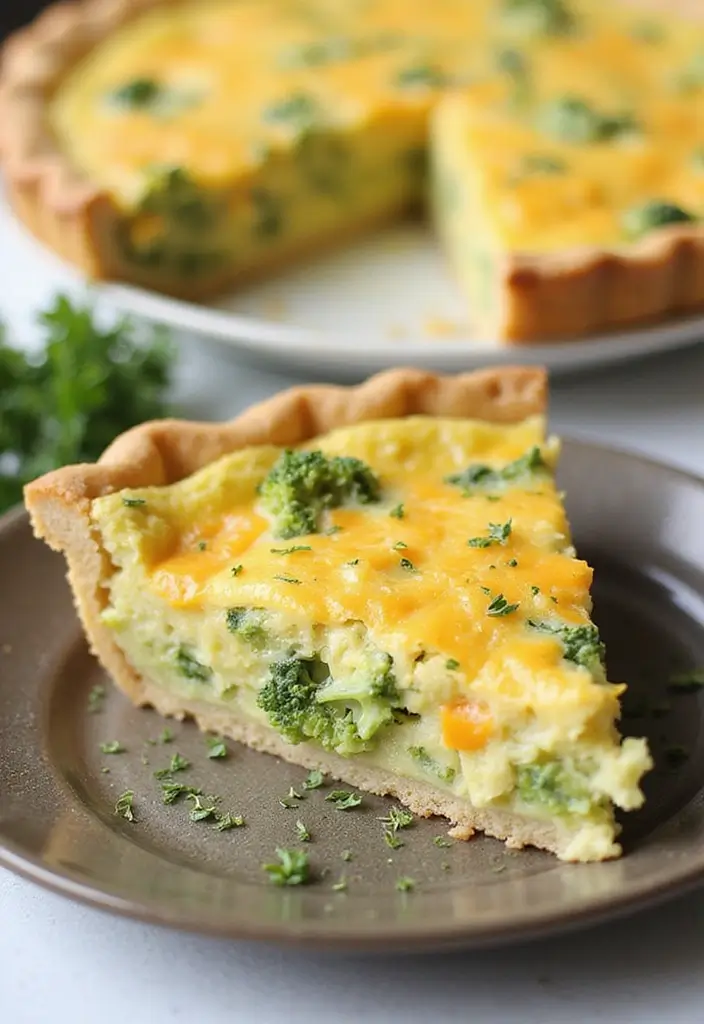 26 Mediterranean Diet Recipes Without Tomatoes (Still Delicious) - 25. Broccoli and Cheddar Quiche