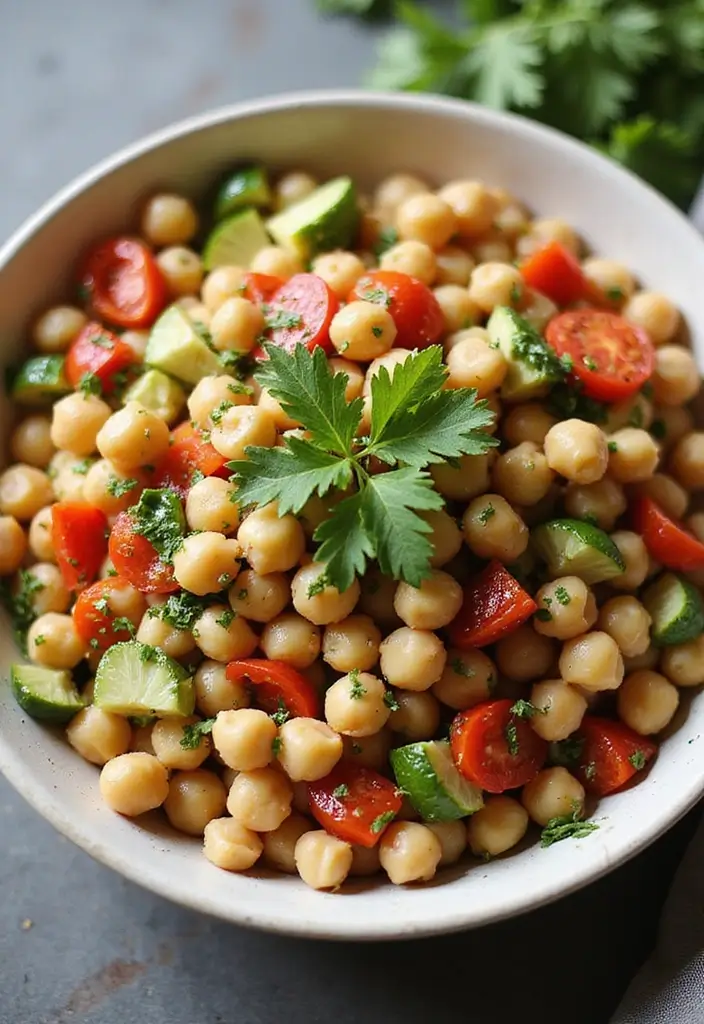 26 Mediterranean Diet Recipes Without Tomatoes (Still Delicious) - 4. Mediterranean Chickpea Salad