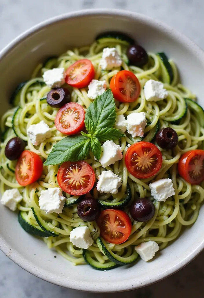 27 Gluten-Free & Low-Carb Mediterranean Diet Recipes You’ll Love 1 27 Gluten-Free & Low-Carb Mediterranean Diet Recipes You’ll Love - 1. Zucchini Noodle Salad with Feta