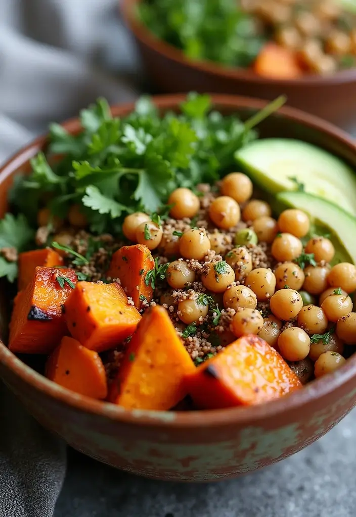 27 High-Protein Mediterranean Recipes for Energy and Fitness - 11. Sweet Potato and Chickpea Buddha Bowl