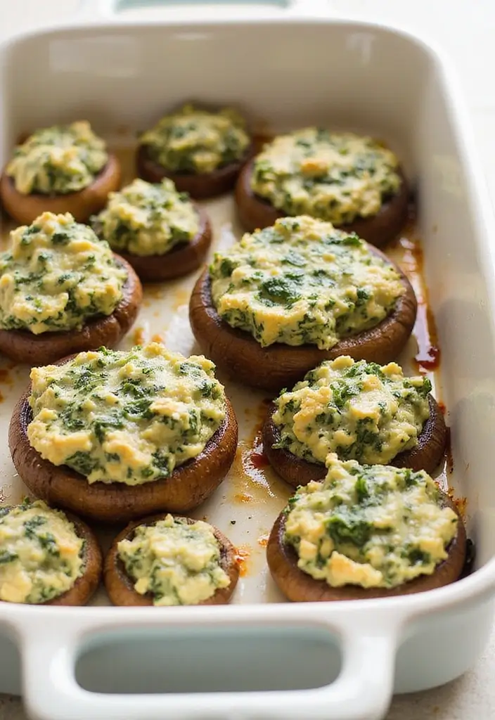 27 High-Protein Mediterranean Recipes for Energy and Fitness - 14. Spinach and Feta Stuffed Mushrooms