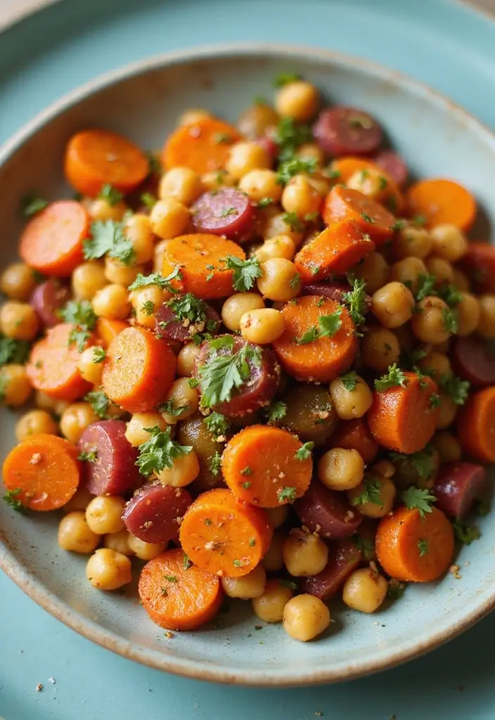 27 High-Protein Mediterranean Recipes for Energy and Fitness - 23. Moroccan Spiced Carrot and Chickpea Salad