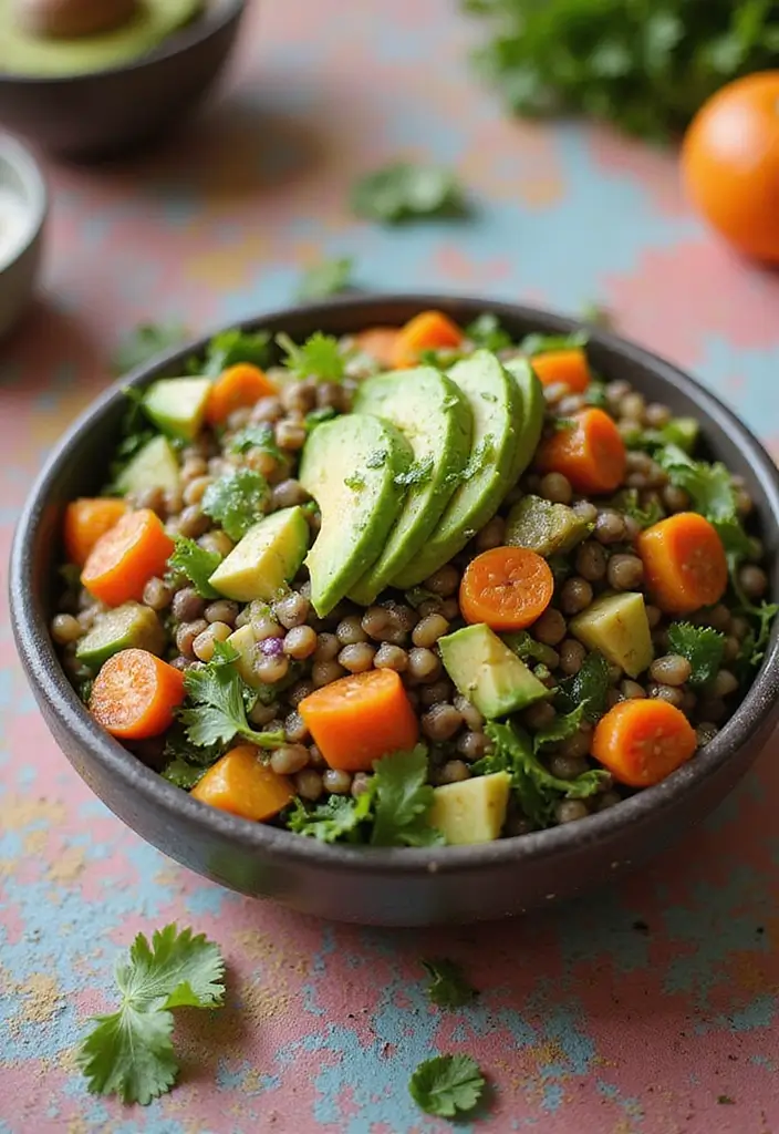 27 Mediterranean Diet Avocado Recipes for Creamy Goodness - 14. Avocado and Lentil Salad