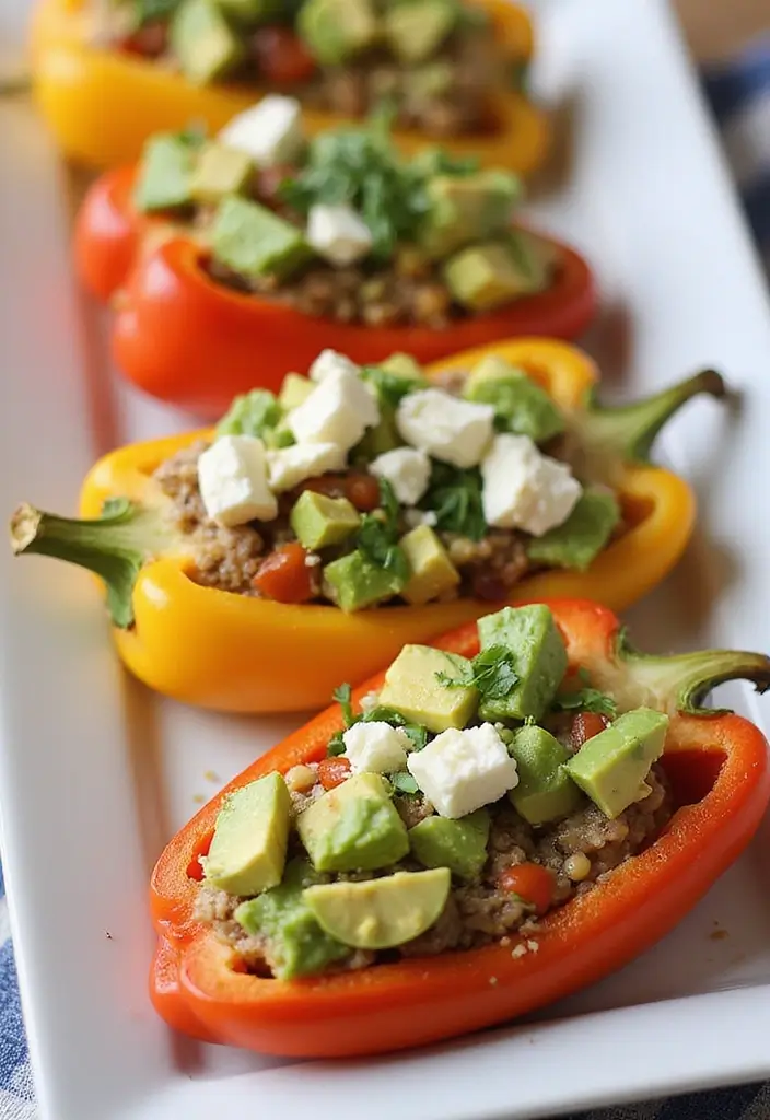 27 Mediterranean Diet Avocado Recipes for Creamy Goodness - 15. Avocado and Feta Stuffed Peppers