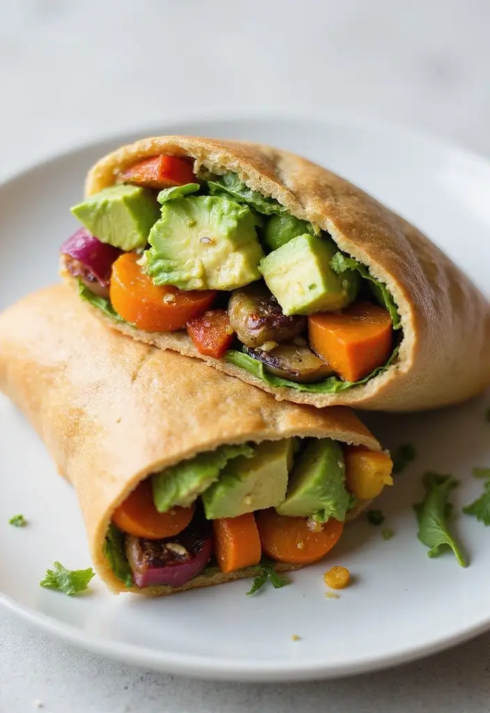 27 Mediterranean Diet Avocado Recipes for Creamy Goodness - 18. Avocado and Roasted Vegetable Wrap