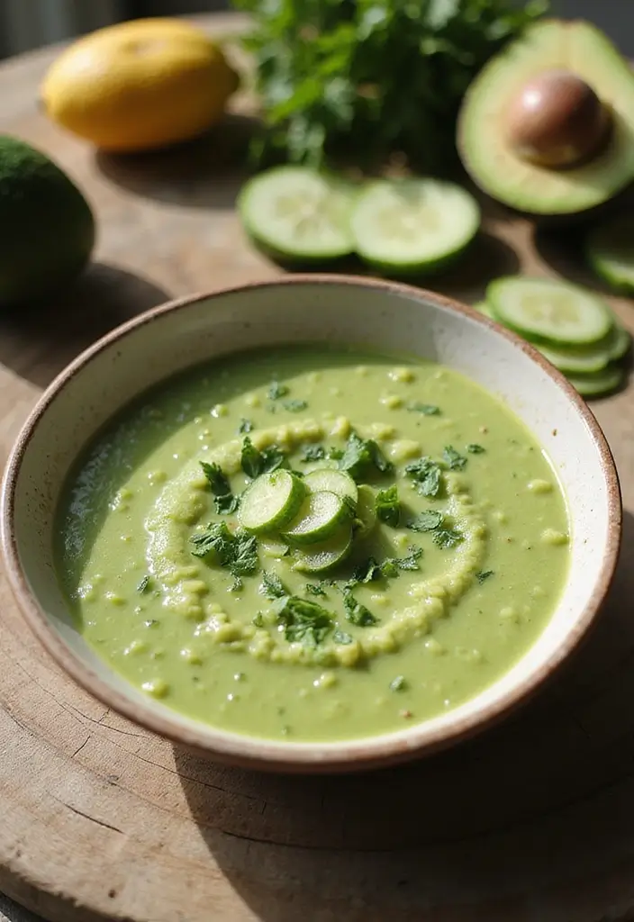 27 Mediterranean Diet Avocado Recipes for Creamy Goodness - 23. Avocado and Cucumber Gazpacho