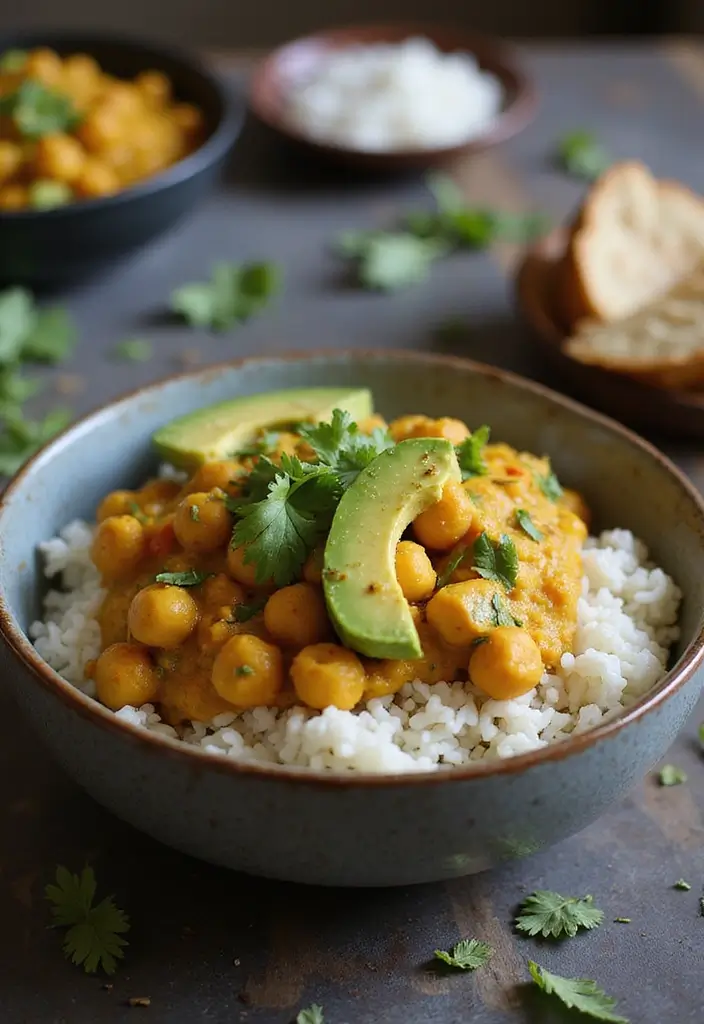 27 Mediterranean Diet Avocado Recipes for Creamy Goodness - 24. Avocado Chickpea Curry