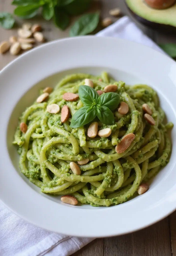 27 Mediterranean Diet Avocado Recipes for Creamy Goodness - 26. Avocado Pesto Pasta