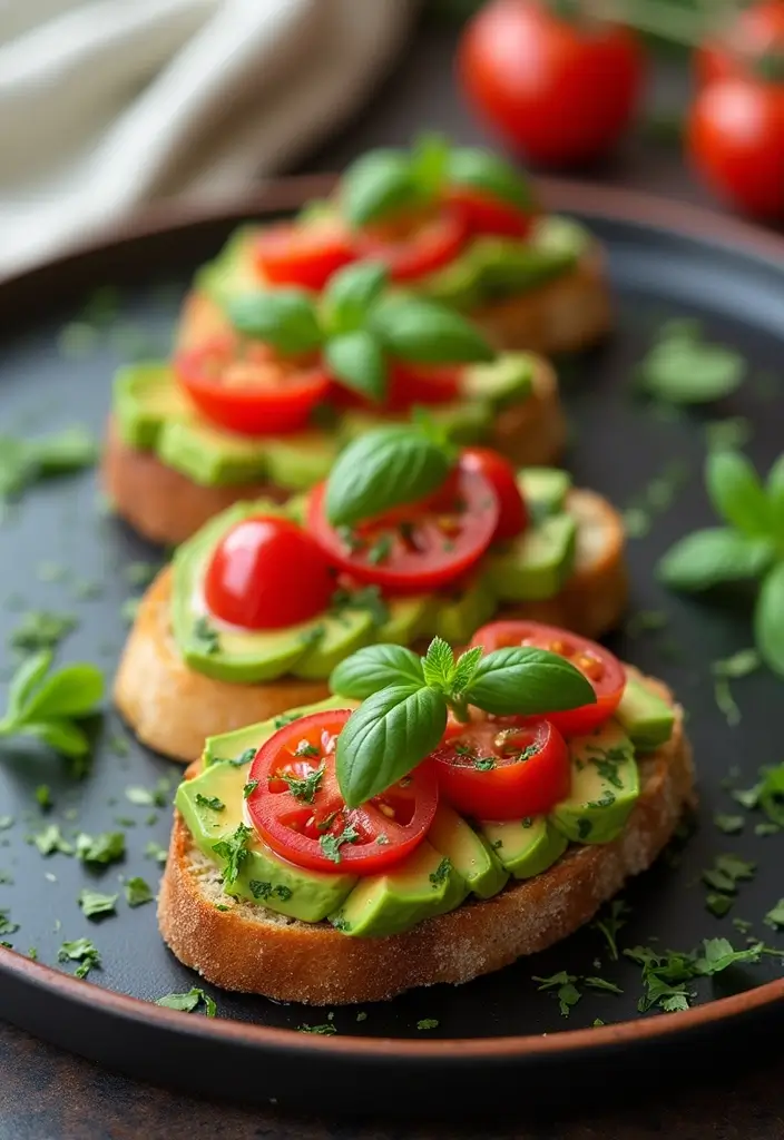27 Mediterranean Diet Avocado Recipes for Creamy Goodness - 3. Avocado and Tomato Bruschetta