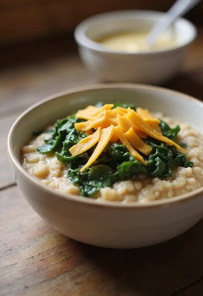 27 Mediterranean Diet Breakfast Recipes to Start Strong - 12. Savory Oatmeal with Spinach and Cheese