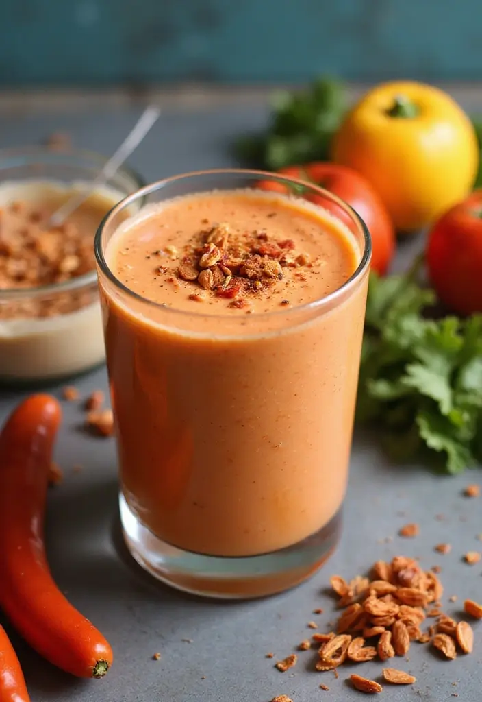 27 Mediterranean Diet Breakfast Recipes to Start Strong - 18. Roasted Red Pepper and Hummus Smoothie
