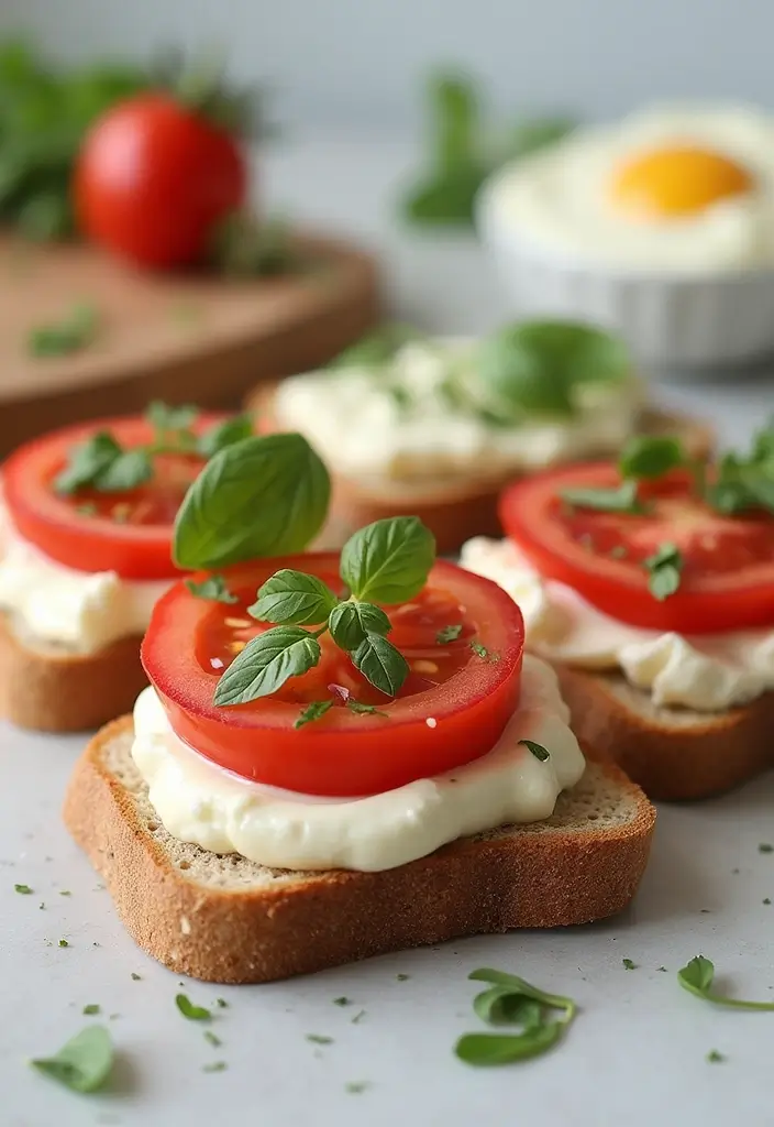 27 Mediterranean Diet Breakfast Recipes to Start Strong - 24. Tomato and Basil Yogurt Toast