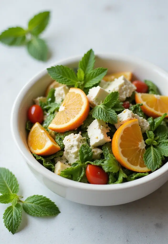 27 Mediterranean Diet Breakfast Recipes to Start Strong - 27. Minty Citrus Feta Salad