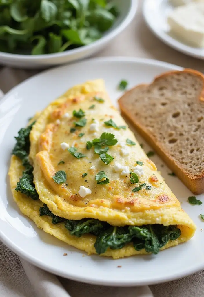 27 Mediterranean Diet Breakfast Recipes to Start Strong - 3. Spinach and Feta Omelette