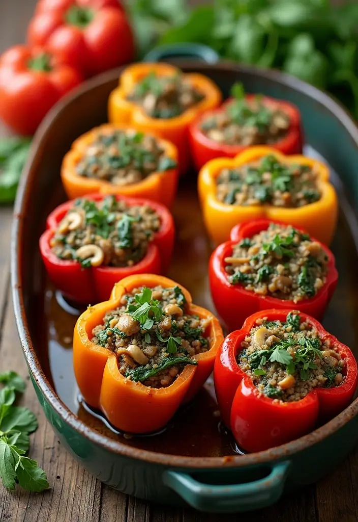 27 Mediterranean Diet Recipes with Mushrooms for Rich Flavor - 1. Mushroom and Spinach Stuffed Peppers