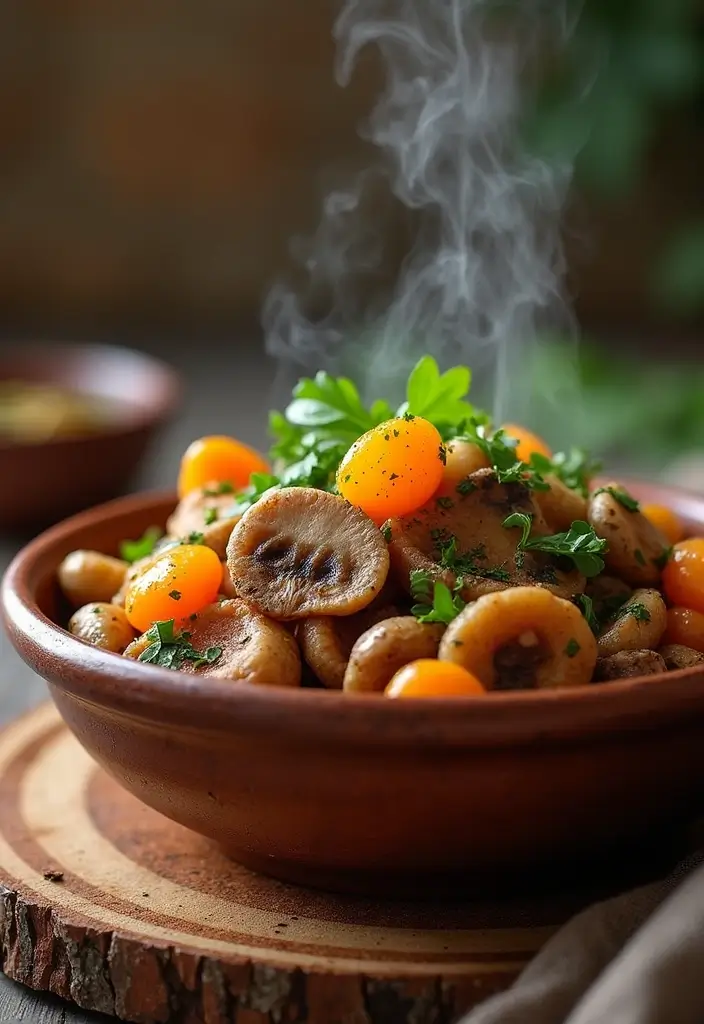 27 Mediterranean Diet Recipes with Mushrooms for Rich Flavor - 11. Mushroom Tagine with Apricots