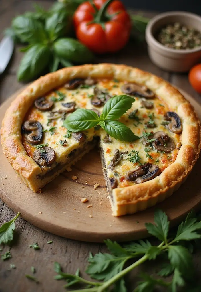27 Mediterranean Diet Recipes with Mushrooms for Rich Flavor - 13. Mushroom and Feta Quiche