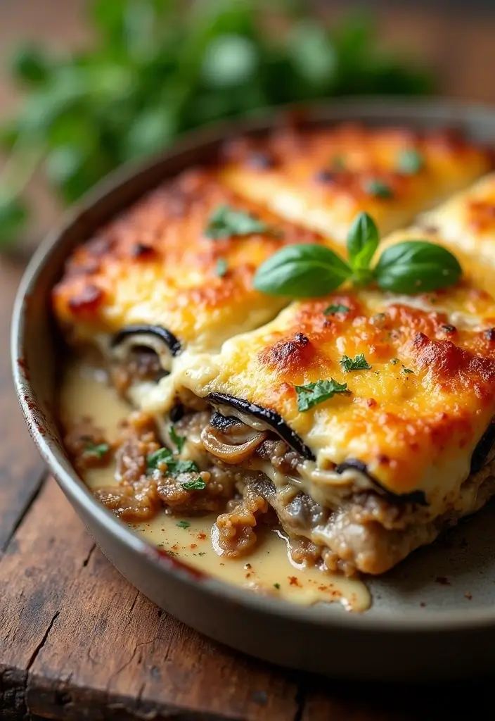 27 Mediterranean Diet Recipes with Mushrooms for Rich Flavor - 17. Mushroom and Eggplant Moussaka