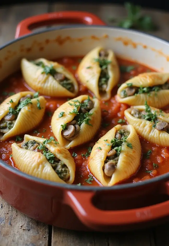 27 Mediterranean Diet Recipes with Mushrooms for Rich Flavor - 19. Spinach and Mushroom Stuffed Shells