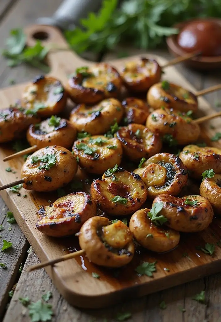27 Mediterranean Diet Recipes with Mushrooms for Rich Flavor - 20. Grilled Mushroom Skewers