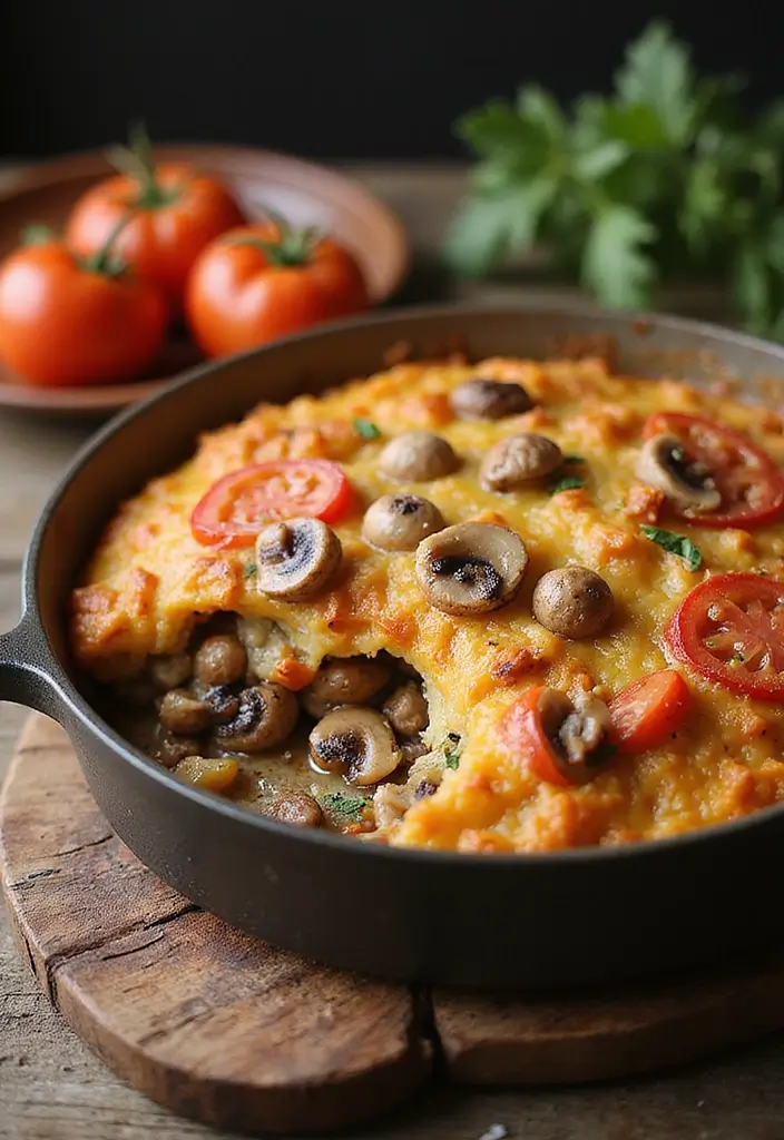 27 Mediterranean Diet Recipes with Mushrooms for Rich Flavor - 23. Mushroom and Tomato Casserole