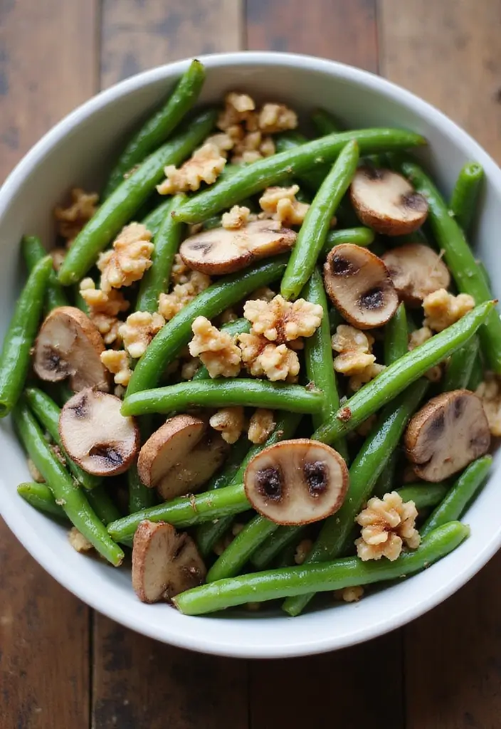 27 Mediterranean Diet Recipes with Mushrooms for Rich Flavor - 24. Mushroom and Green Bean Salad